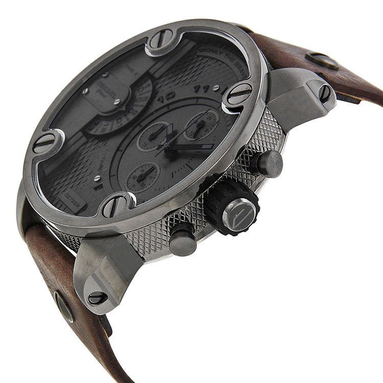 Diesel DZ7258 Little Daddy SBA Men's Watch – Grey Dial & Brown Leather Strap