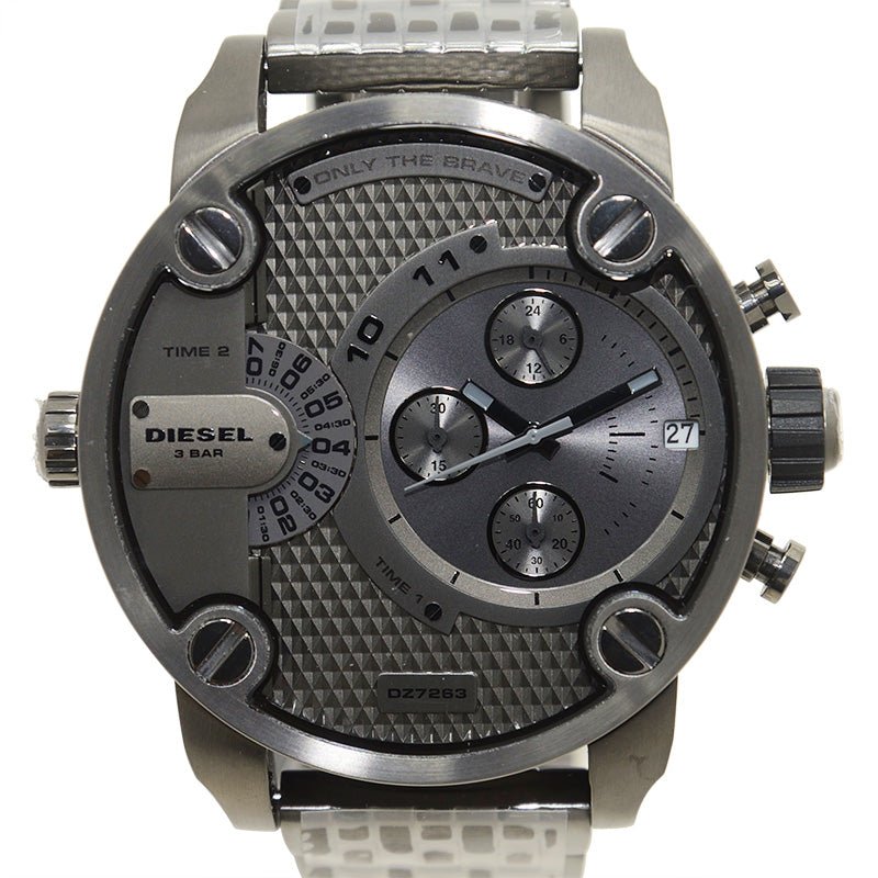 Diesel DZ7263 Little Daddy Dual Time Chronograph Men's Watch – Grey Dial & Stainless Steel Strap