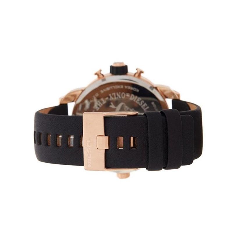 Diesel DZ7282 Little Daddy Men's Watch – Black & Gold Dial & Black Leather Strap