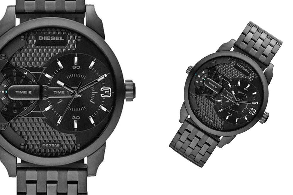 Diesel DZ7316 Mini Daddy Dual Time Men's Watch – Black Dial & Black Stainless Steel Strap