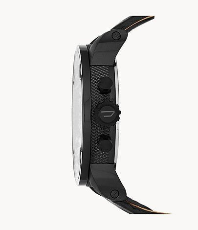 Diesel DZ7334 Little Daddy Chronograph Men's Watch – Black Dial & Black Leather Strap