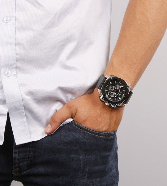 Diesel DZ7345 BAMF Chronograph Men's Watch – Black Dial & Black Leather Strap