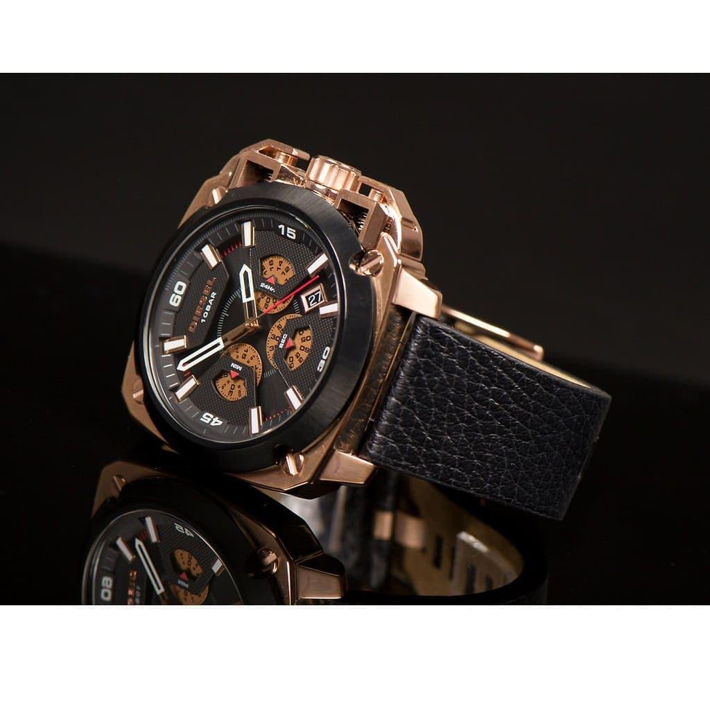 Diesel DZ7346 BAMF Chronograph Men's Watch – Black Dial & Black Leather Strap