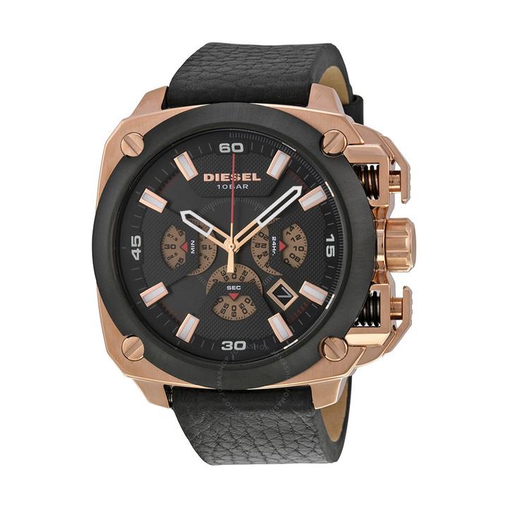 Diesel DZ7346 BAMF Chronograph Men's Watch – Black Dial & Black Leather Strap