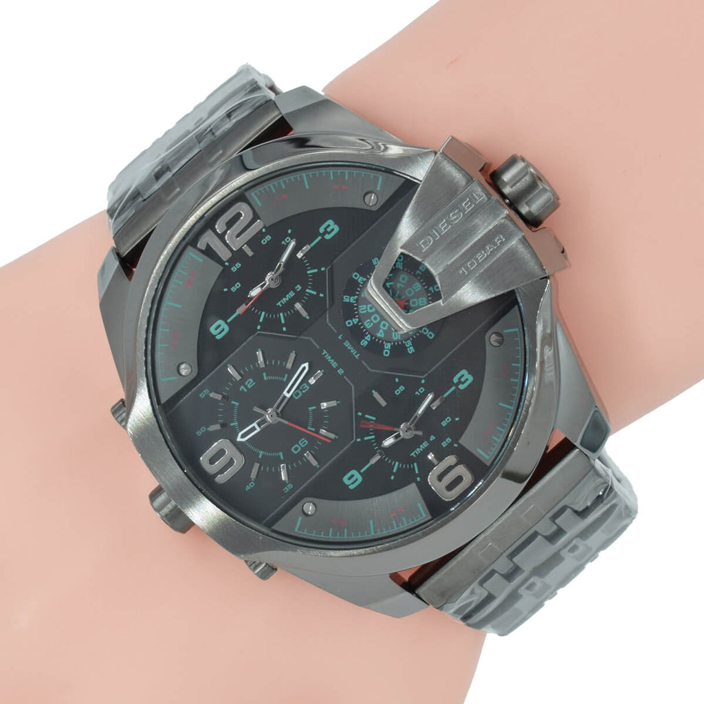 Diesel DZ7372 Uber Chief Chronograph Men's Watch – Black Dial & Grey Stainless Steel Strap