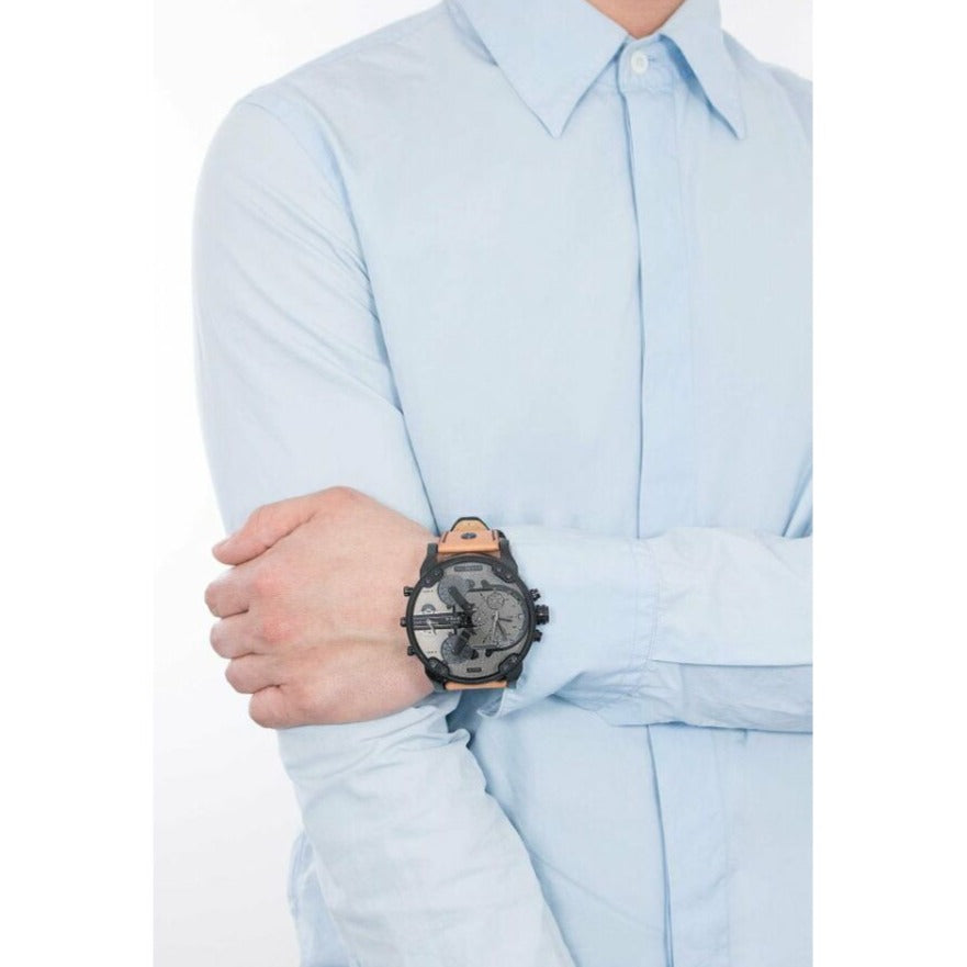 Diesel DZ7406 Mr. Daddy 2.0 Chronograph Men's Watch – Grey Dial & Brown Leather Strap