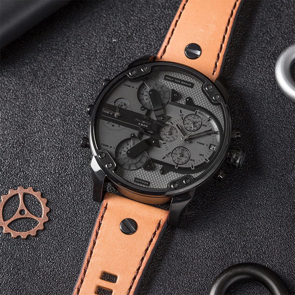 Diesel DZ7406 Mr. Daddy 2.0 Chronograph Men's Watch – Grey Dial & Brown Leather Strap