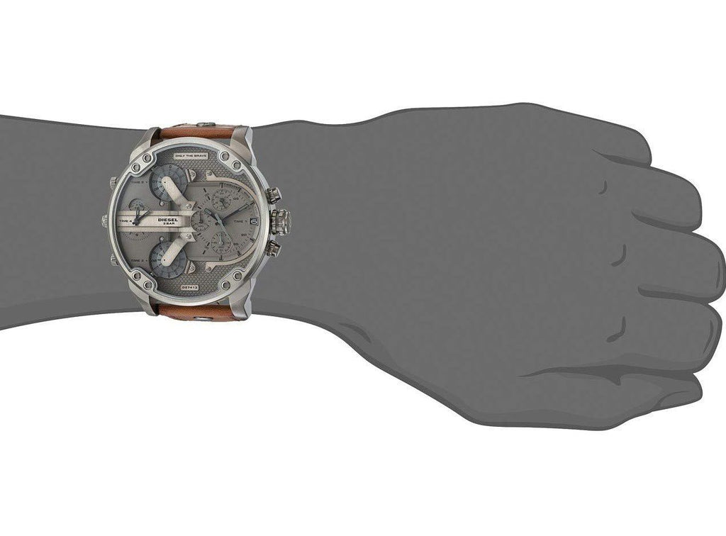 Diesel DZ7413 Mr. Daddy Chronograph Men's Watch – Grey Dial & Brown Leather Strap