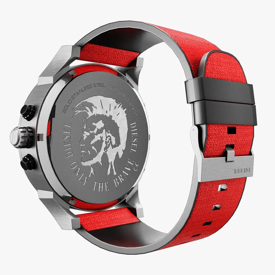 Diesel DZ7423 Mr. Daddy 2.0 Chronograph Men's Watch – Grey Dial & Red Rubber Strap