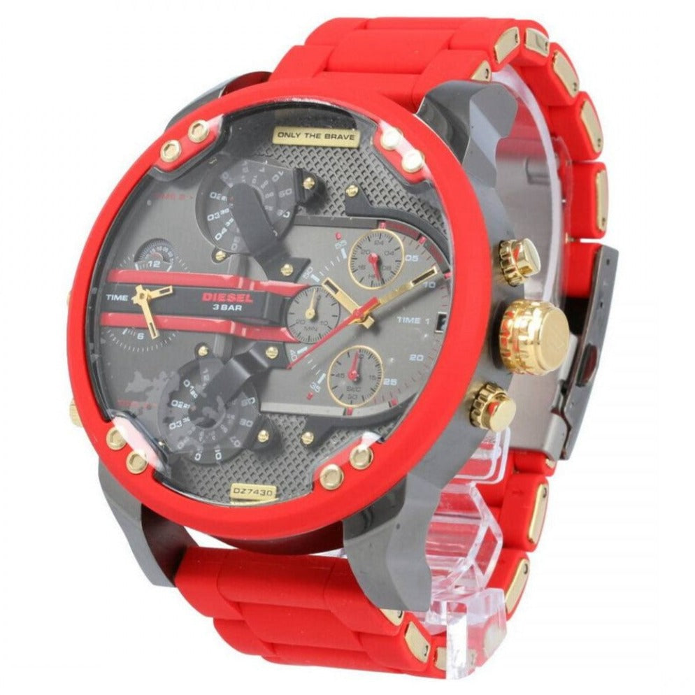 Diesel DZ7430 Mr. Daddy 2.0 Chronograph Men's Watch – Grey Dial & Red Rubber Strap