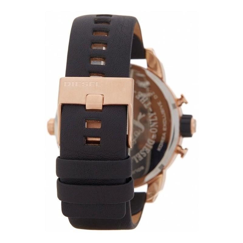 Diesel DZ7282 Little Daddy Men's Watch – Black & Gold Dial & Black Leather Strap