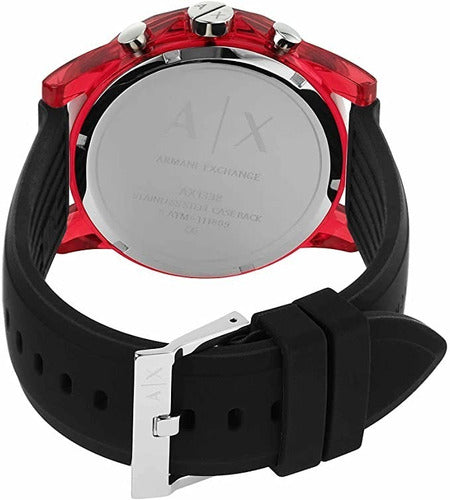 Armani Exchange Outerbanks AX1338 Men's Chronograph Watch – Black Dial with Black Silicone Strap