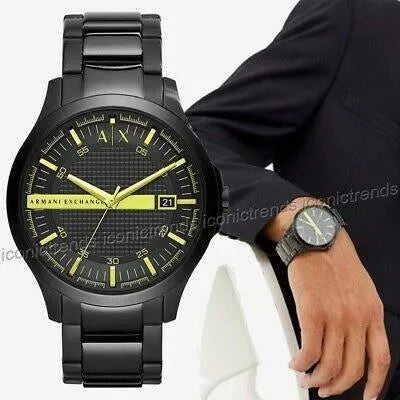 Armani Exchange Hampton AX2407 Men's Watch – Sleek Black Dial with Black Stainless Steel Bracelet