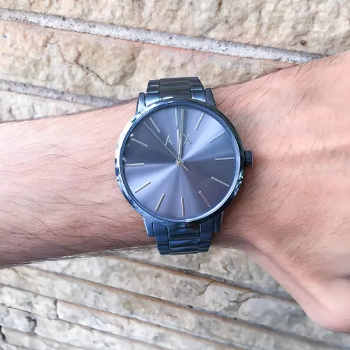 Armani Exchange Cayde AX2702 Men's Analog Watch – Blue Dial with Matching Blue Stainless Steel Strap