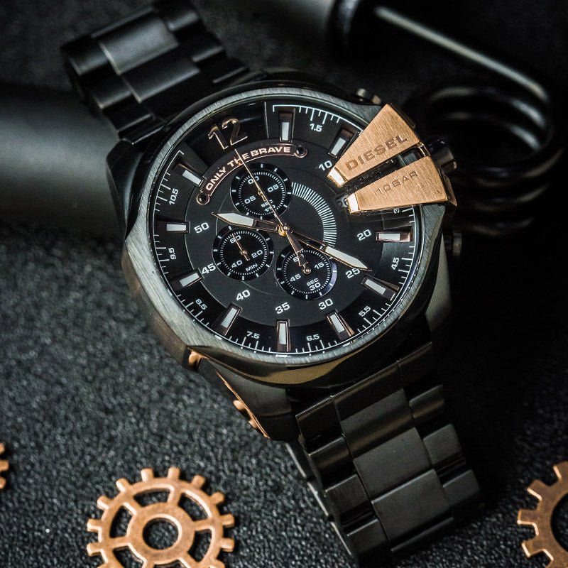 Diesel DZ4309 Mega Chief Chronograph Men's Watch – Black Dial & Black Stainless Steel Strap