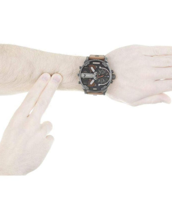 Diesel DZ7332 Mr. Daddy 2.0 Chronograph Men's Watch – Black Dial & Brown Leather Strap
