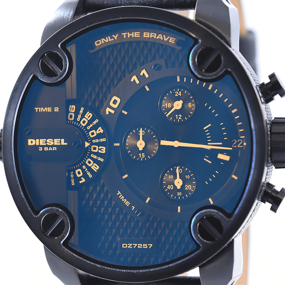Diesel DZ7257 Little Daddy Chronograph Men's Watch – Blue Dial & Black Leather StrapDiesel DZ7257 Little Daddy Chronograph Men's Watch – Blue Dial & Black Leather Strap