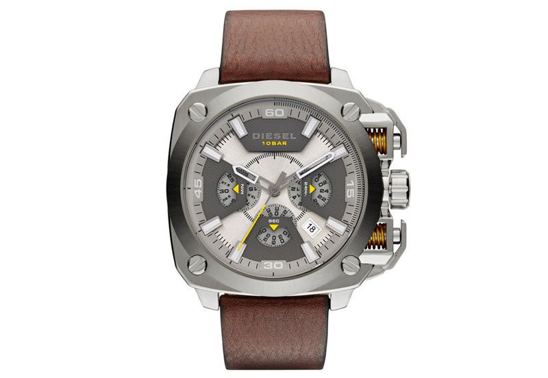 Diesel DZ7343 BAMF Chronograph Men's Watch – Beige Dial & Brown Leather Strap