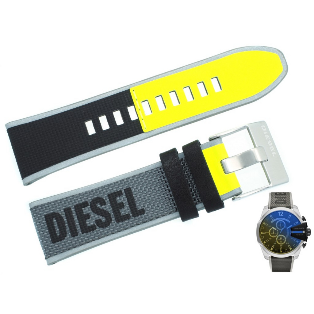 Diesel DZ4523 Mega Chief Chronograph Men's Watch – Black Dial & Grey Nylon Strap