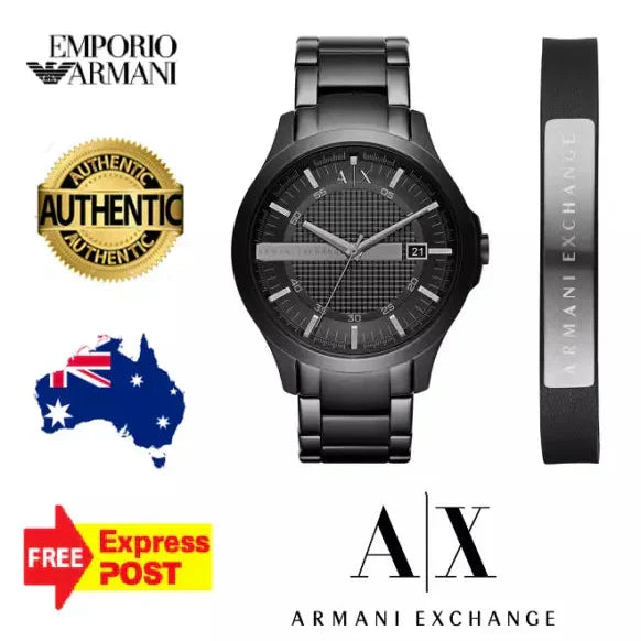 Armani Exchange Hampton AX7101 Men's Watch – Black Dial with Black Stainless Steel Bracelet