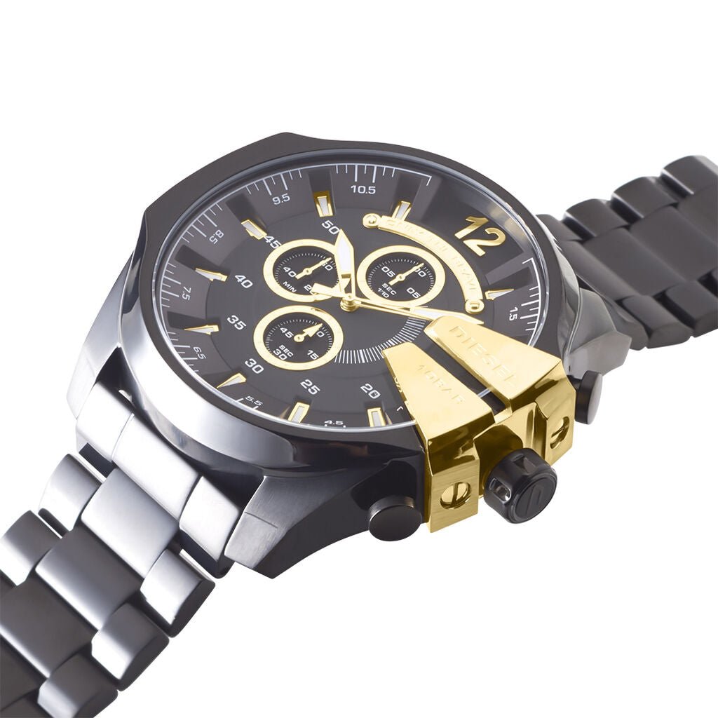 Diesel DZ4338 Mega Chief Chronograph Men's Watch – Black Dial & Black Stainless Steel Strap