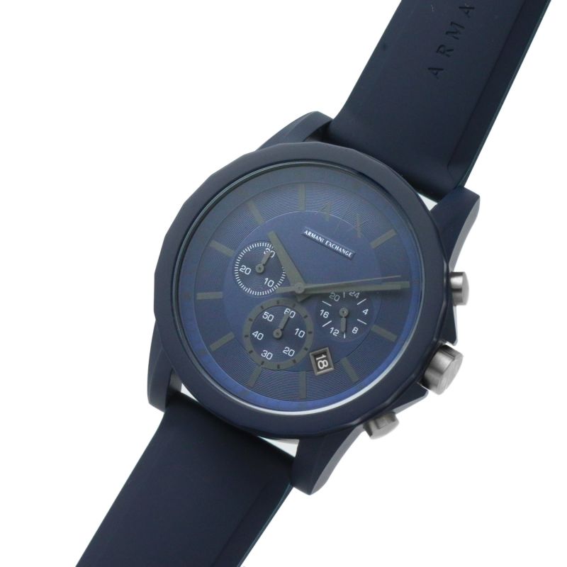Armani Exchange Outerbanks AX7128 Men's Chronograph Watch – Blue Dial with Blue Silicone Strap