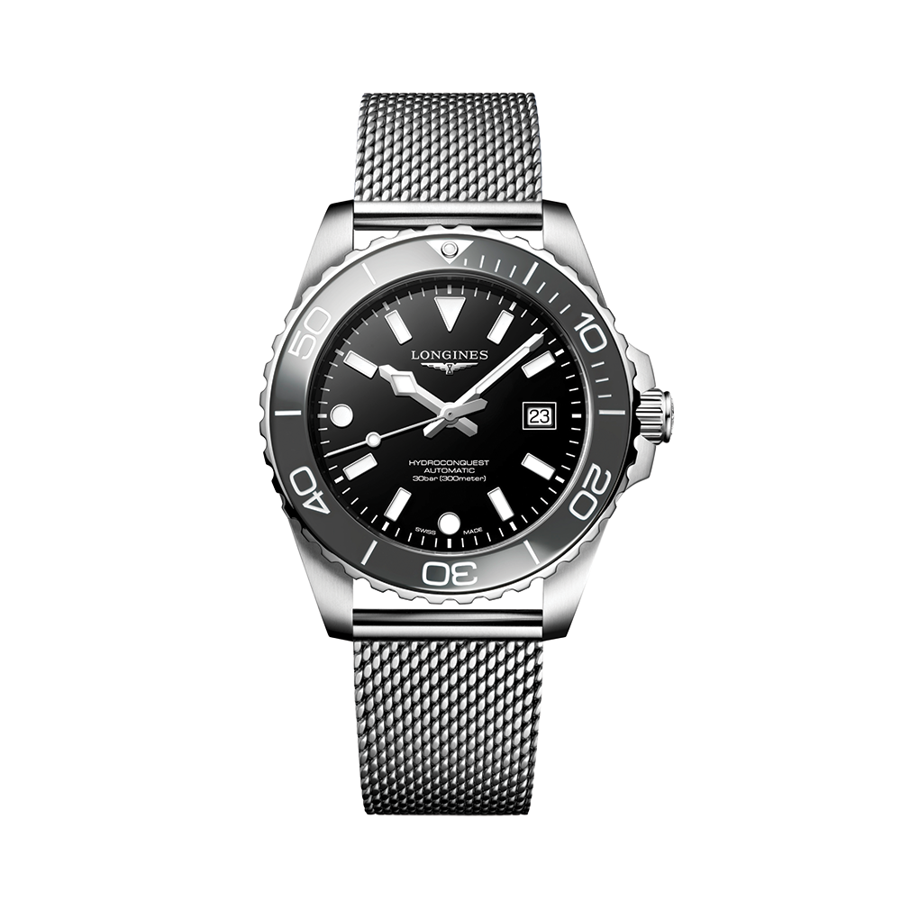 longines HydroConquest 42mm - Black on Mesh Bracelet