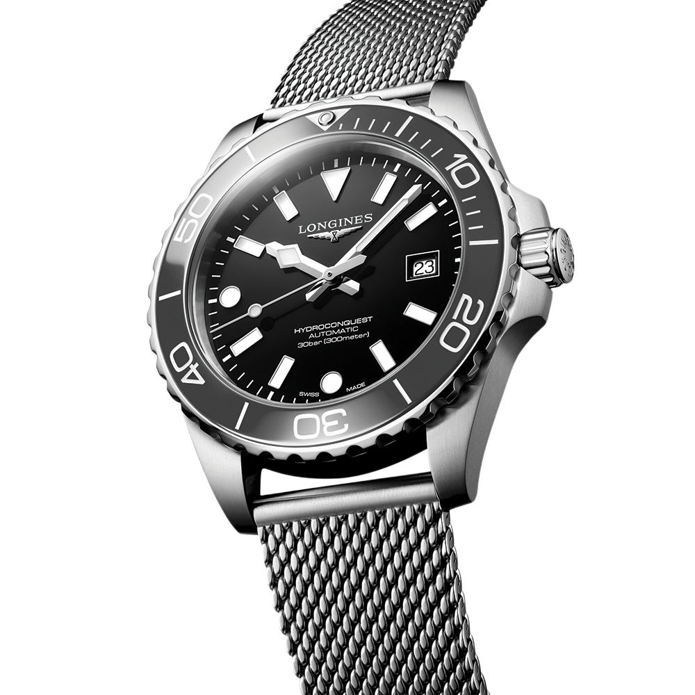longines HydroConquest 42mm - Black on Mesh Bracelet