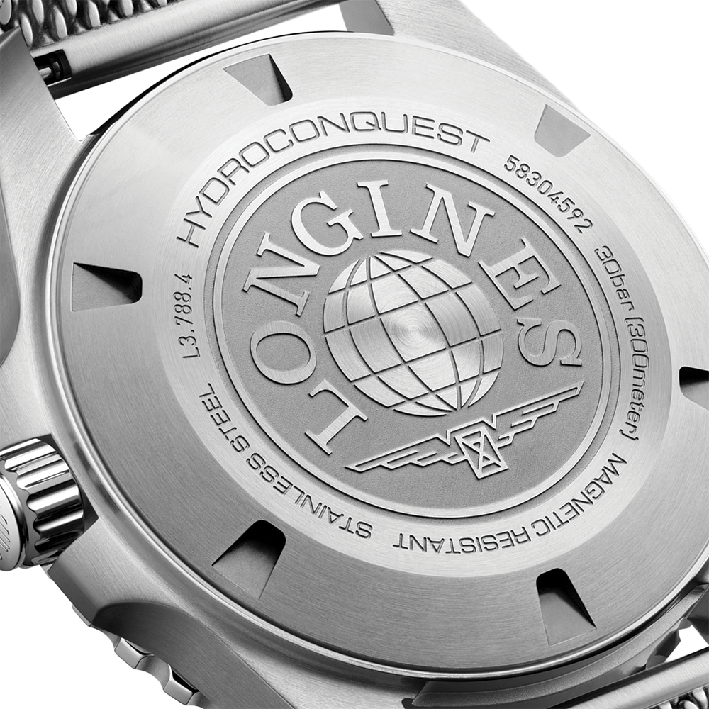 longines HydroConquest 42mm - Blue, Black Bezel on Mesh Bracelet