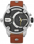 Diesel DZ7264 SBA Dual Time Men's Watch – Black Dial & Brown Leather Strap
