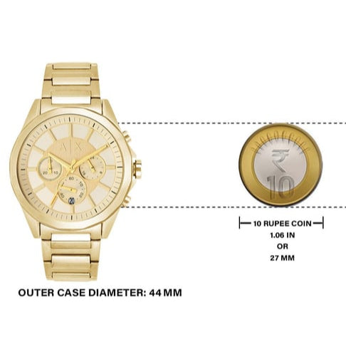 Armani Exchange Drexler AX2602 Men's Chronograph Watch – Gold Dial with Gold Stainless Steel Strap
