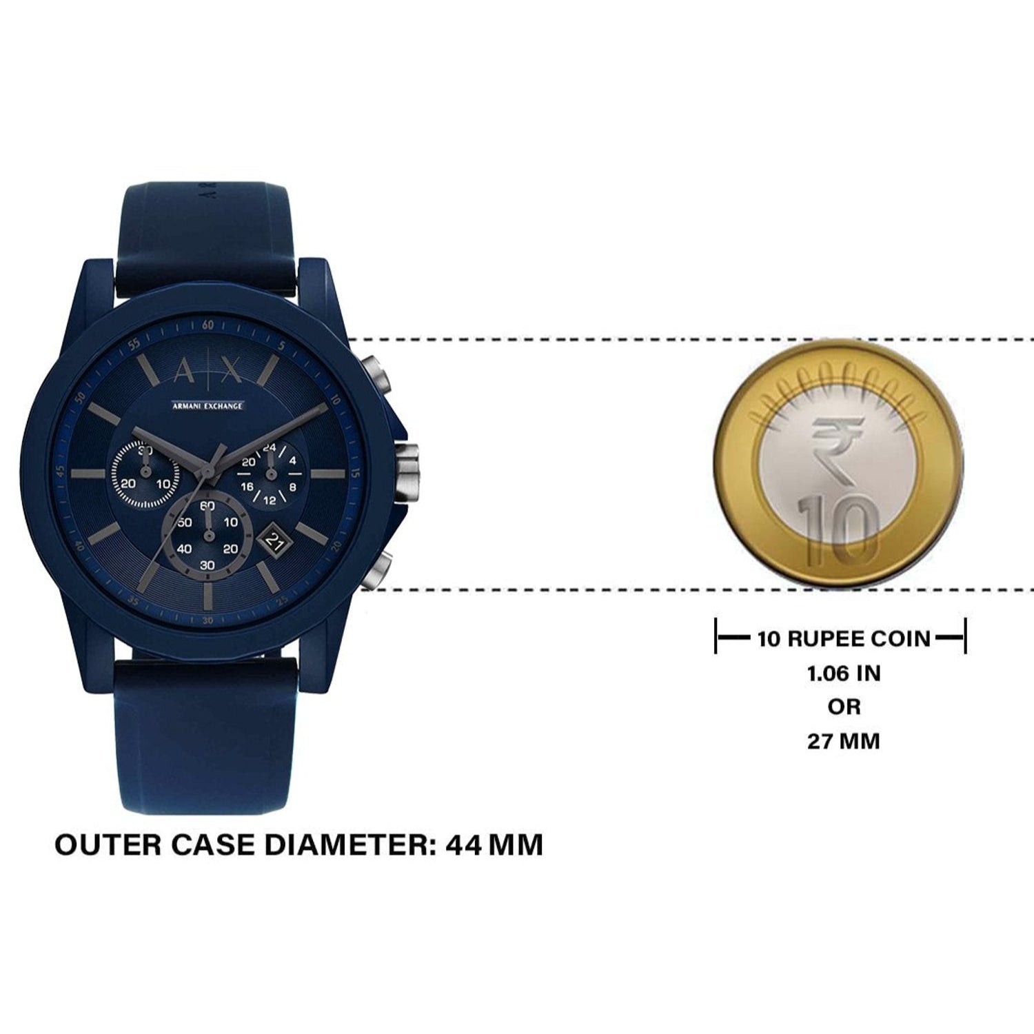 Armani Exchange Outerbanks AX7128 Men's Chronograph Watch – Blue Dial with Blue Silicone Strap