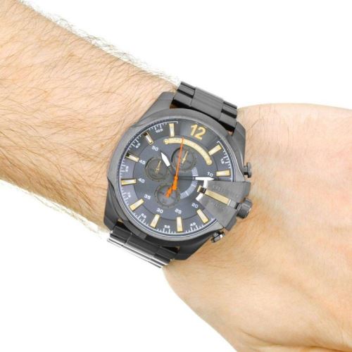 Diesel DZ4479 Mega Chief Chronograph Men's Watch – Grey Dial & Black Stainless Steel Strap