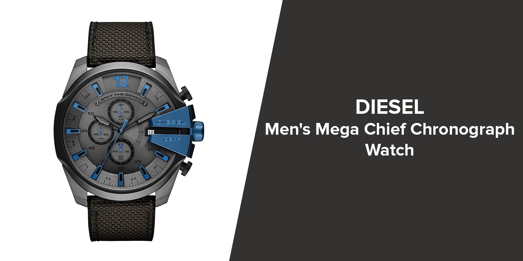 Diesel DZ4500 Mega Chief Chronograph Men's Watch – Black Dial & Black Nylon Strap