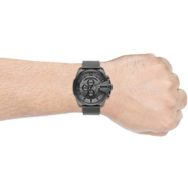 Diesel DZ4527 Mega Chief Chronograph Men's Watch – Black Dial & Black Mesh Strap