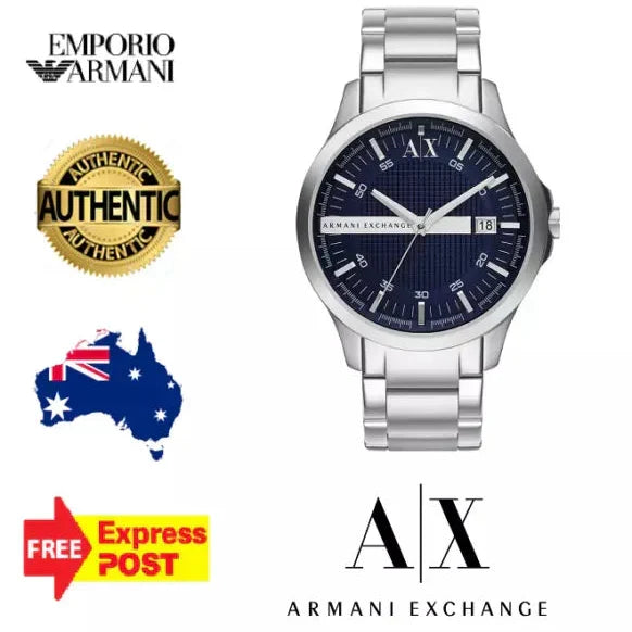 Armani Exchange Hampton AX2132 Men's Chronograph – Blue Dial with Silver Stainless Steel Bracelet