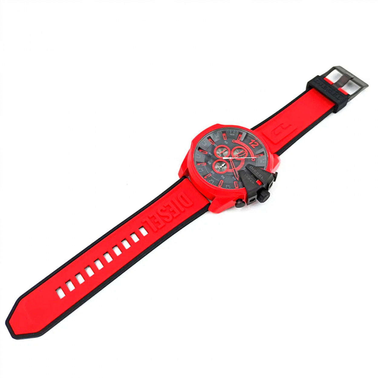Diesel DZ4526 Mega Chief Chronograph Men's Watch – Black Dial & Red Rubber Strap