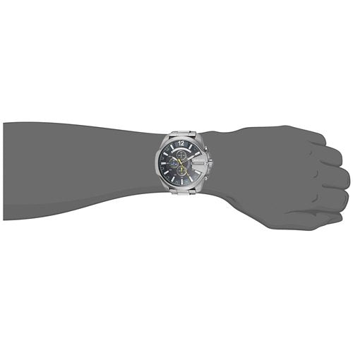 Diesel DZ4465 Mega Chief Chronograph Men's Watch – Blue Dial & Silver Stainless Steel Strap