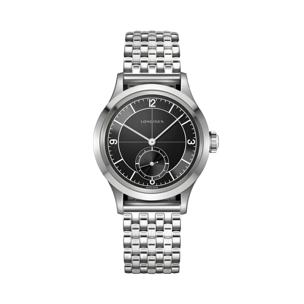 longines Heritage Classic Sector Dial 38.5mm - Black on Bracelet