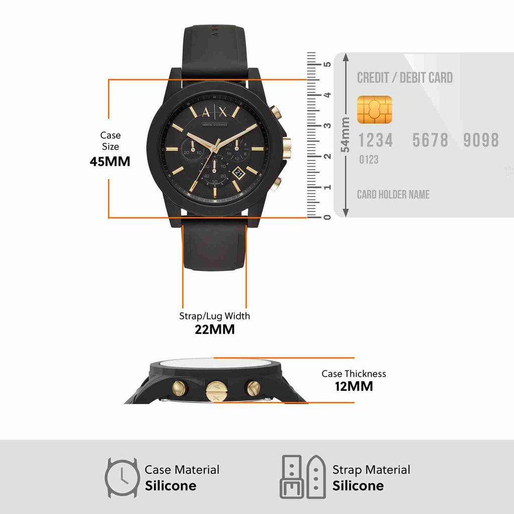 Armani Exchange Outerbanks AX7105 Men's Chronograph Watch – Black Dial with Black Stainless Steel Strap