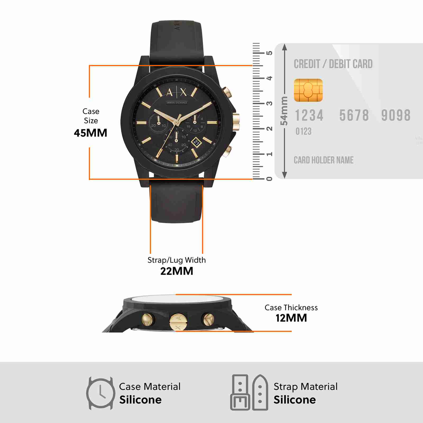 Armani Exchange Outerbanks AX7105 Men's Chronograph Watch – Black Dial with Black Stainless Steel Strap