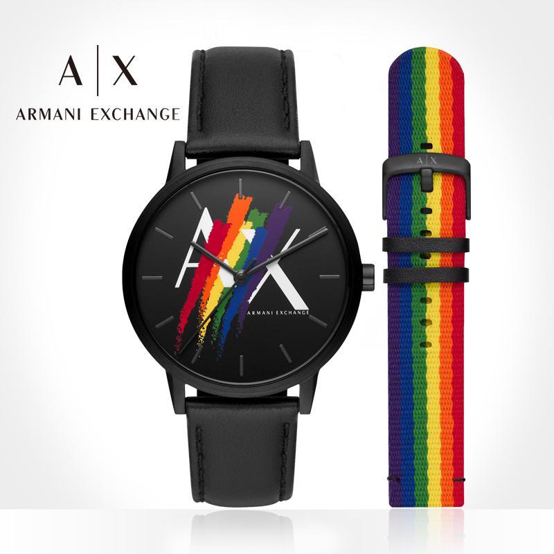 Armani Exchange Cayde AX7120 Men's Analog Watch – Black Dial with Black Leather Strap