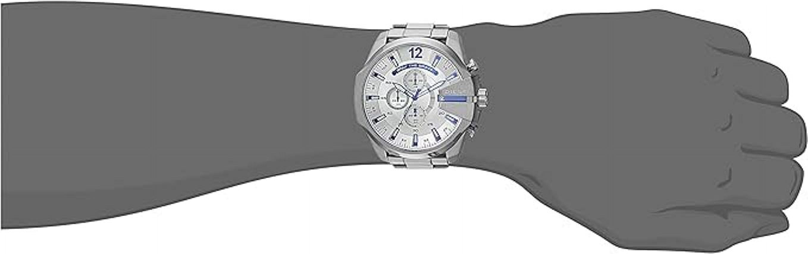 Diesel DZ4477 Mega Chief Chronograph Men's Watch – White Dial & Silver Stainless Steel Strap