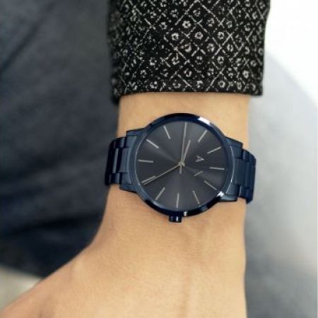 Armani Exchange Cayde AX2702 Men's Analog Watch – Blue Dial with Matching Blue Stainless Steel Strap