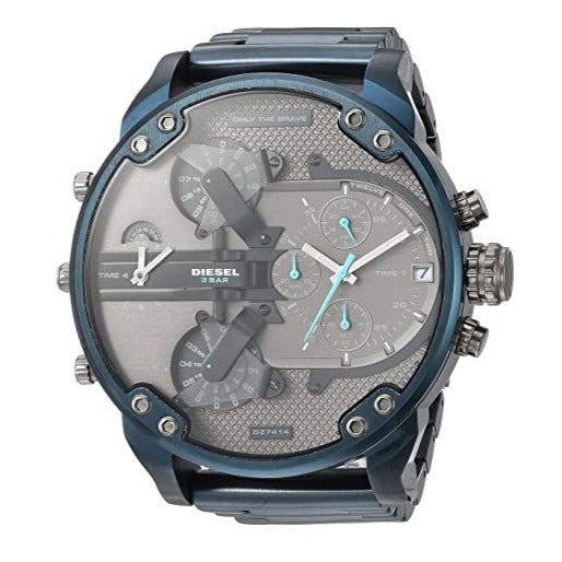 Diesel DZ7414 Daddy 2.0 Chronograph Men's Watch – Grey Dial & Blue Stainless Steel Strap