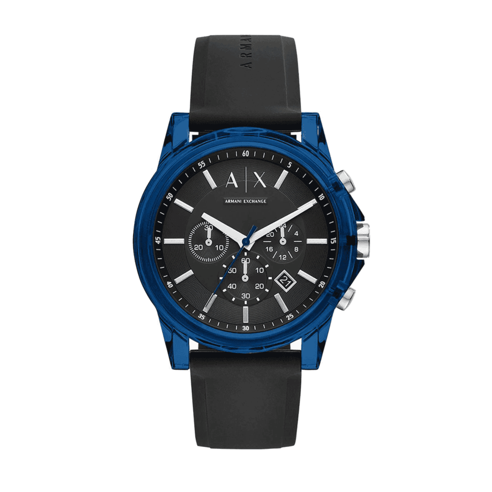 Armani Exchange Outerbanks AX1339 Men's Chronograph Watch – Black Dial with Black Silicone Strap