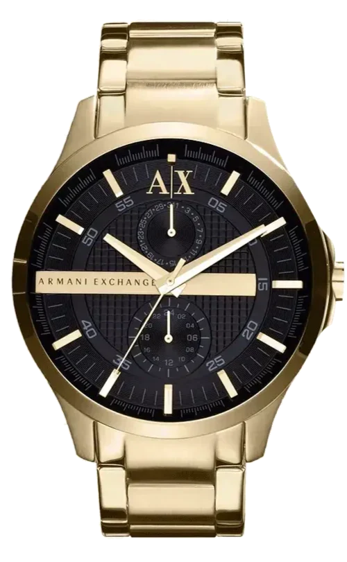 Armani Exchange Hampton AX2122 Men's Chronograph Watch – Black Dial with Gold Stainless Steel Strap