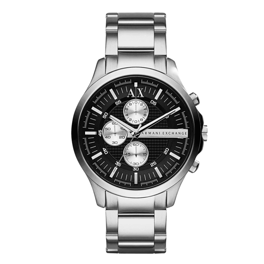Armani Exchange Hampton AX2152 Men's Chronograph Watch – Black Dial with Silver Stainless Steel Strap