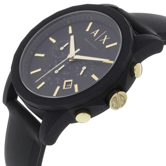 Armani Exchange Outerbanks AX7105 Men's Chronograph Watch – Black Dial with Black Stainless Steel Strap