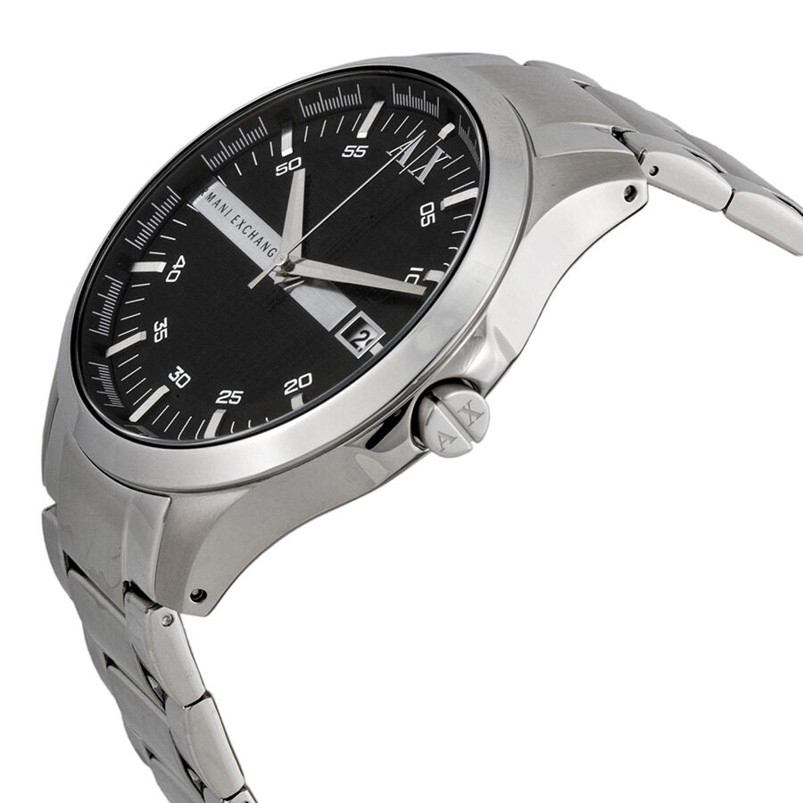 Armani Exchange Hampton AX2103 Men's Chronograph Watch – Black Dial with Silver-Tone Stainless Steel Strap